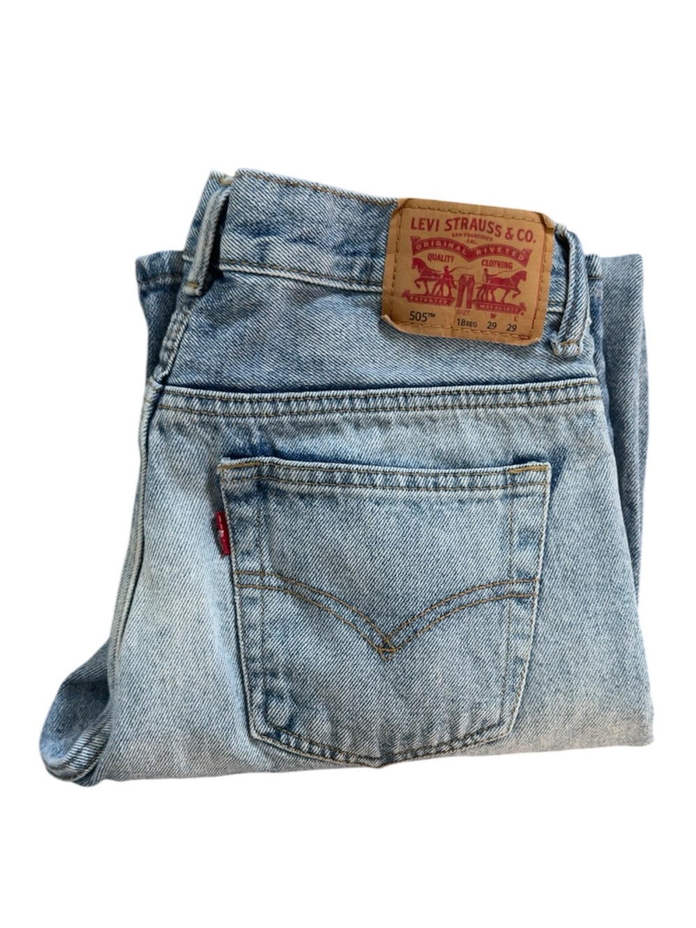 Levi's 505 Jeans Boys 18 Regular Mens 29x29 Light Wash Blue Denim
